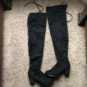 Black Suede Over the Knee Boots